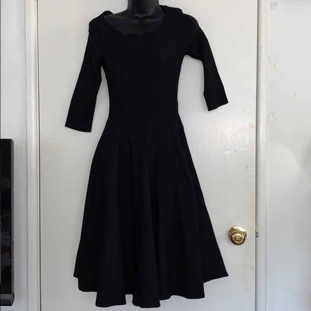 Full Length Black Small Dress Quarter Sleeves